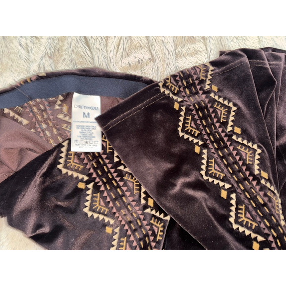 Free People Driftwood Embroidered boho coastal cowgirl Velvet Flare Pants size M - Picture 8 of 8